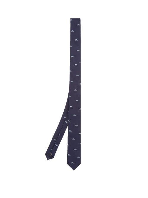 Matchesfashion.com Paul Smith - Car-jacquard Silk Tie - Mens - Navy