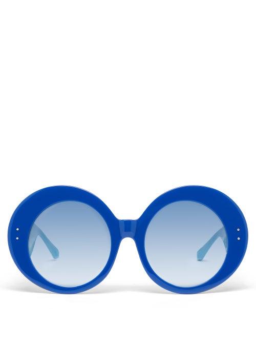 Matchesfashion.com Linda Farrow X Paco Rabanne - X Paco Rabanne Donyale Oversized Sunglasses - Womens - Blue