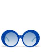 Matchesfashion.com Linda Farrow X Paco Rabanne - X Paco Rabanne Donyale Oversized Sunglasses - Womens - Blue
