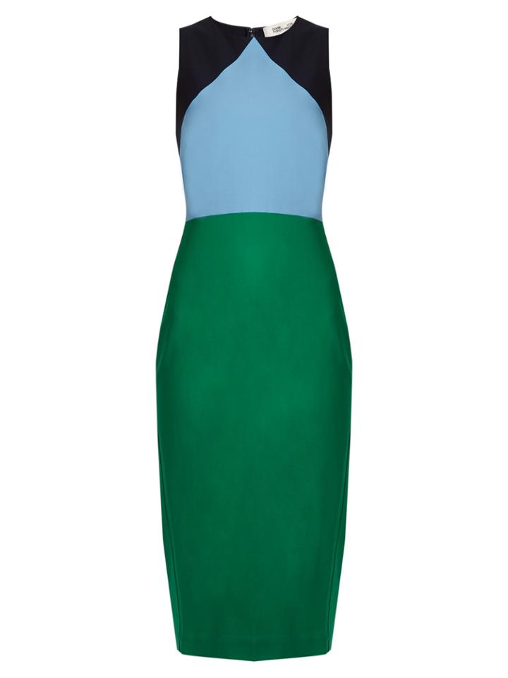Diane Von Furstenberg Colour-block Stretch-wool Dress