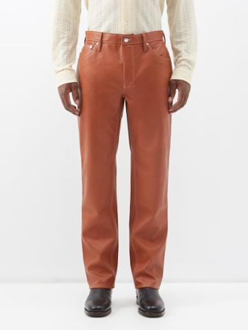 Sfr - Londre Faux-leather Trousers - Mens - Orange