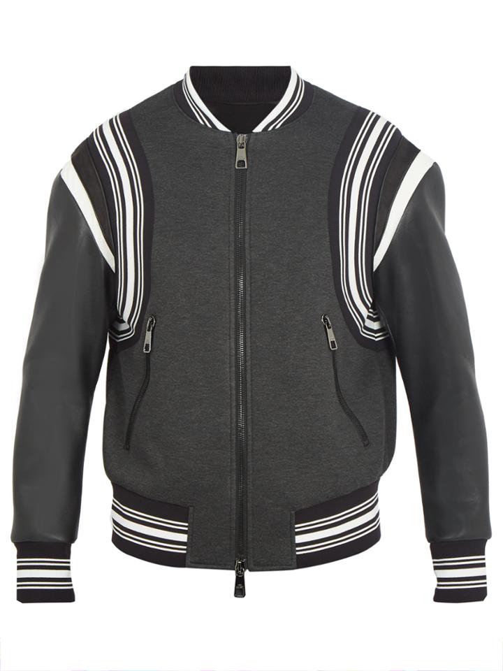 Neil Barrett Faux-leather Sleeved Zip-through Bomber Jacket