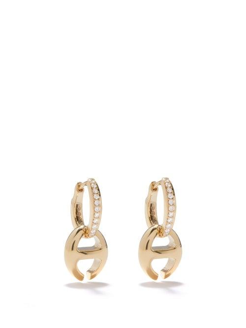 Hoorsenbuhs - Klaasp Diamond & 18kt Gold Hoop Earrings - Womens - Yellow Gold