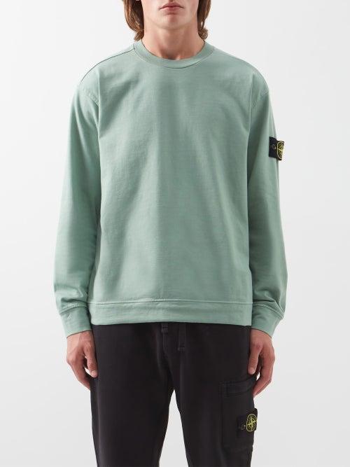 Stone Island - Garment-dyed Cotton-jersey Sweatshirt - Mens - Green