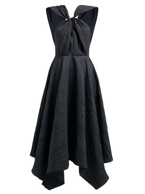 Matchesfashion.com A.w.a.k.e. Mode - Andie Knotted Cut Out Taffeta Midi Dress - Womens - Black
