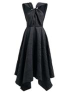 Matchesfashion.com A.w.a.k.e. Mode - Andie Knotted Cut Out Taffeta Midi Dress - Womens - Black