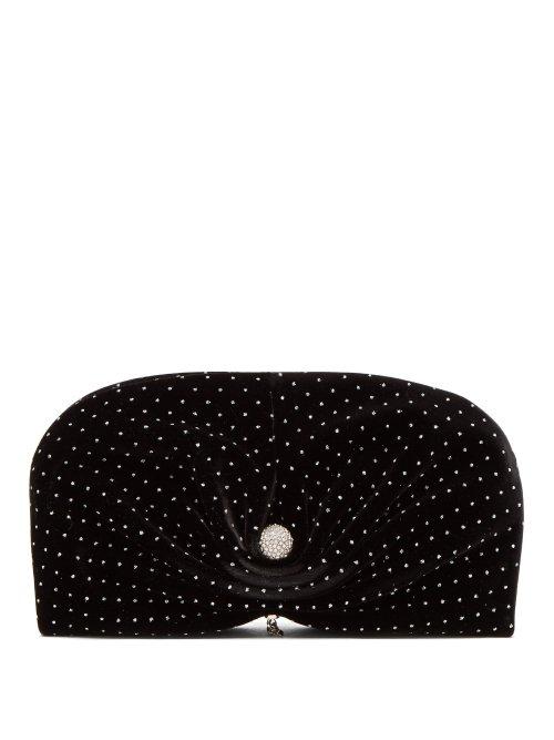 Matchesfashion.com Jimmy Choo - Vivien Embellished Velvet Clutch Bag - Womens - Black Silver