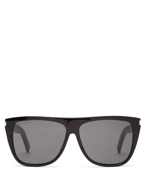 Matchesfashion.com Saint Laurent - Flat-top Acetate Sunglasses - Womens - Black