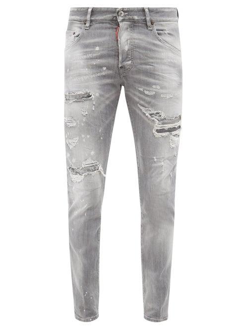 Dsquared2 - Skater Distressed Skinny-leg Jeans - Mens - Grey