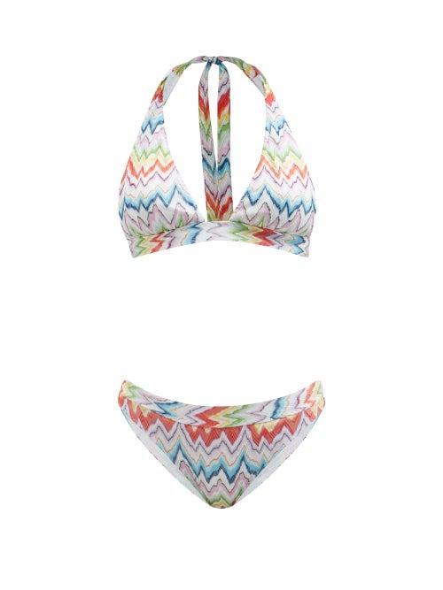 Missoni - Zigzag-jacquard Halterneck Bikini - Womens - Multi