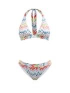 Missoni - Zigzag-jacquard Halterneck Bikini - Womens - Multi