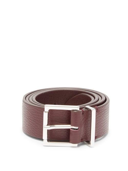 Matchesfashion.com Maison Margiela - Textured Leather Belt - Mens - Burgundy