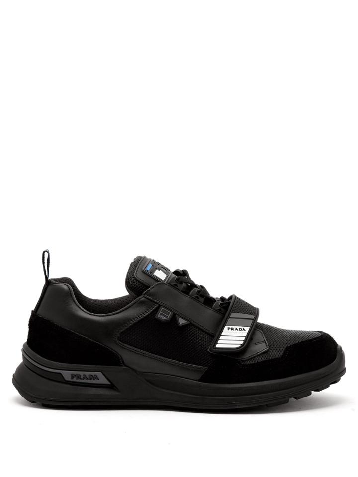 Prada Velcro-strap Leather And Technical Trainers