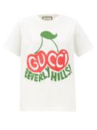 Matchesfashion.com Gucci - Beverly Hills Cherry-print Organic-cotton T-shirt - Womens - White Print