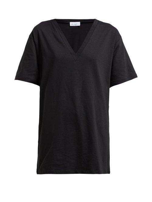 Matchesfashion.com Raey - V Neck Heavy Cotton Jersey T Shirt - Womens - Black