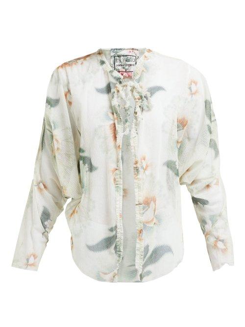Matchesfashion.com By Walid - Iris Floral Print Cotton Tulle Jacket - Womens - Ivory Multi
