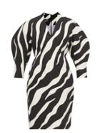 Matchesfashion.com Elzinga - Balloon Sleeve Zebra Jacquard Jersey Dress - Womens - Black White