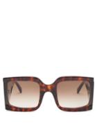 Matchesfashion.com Celine Eyewear - Oversized Squared Tortoiseshell-acetate Sunglasses - Womens - Dark Brown