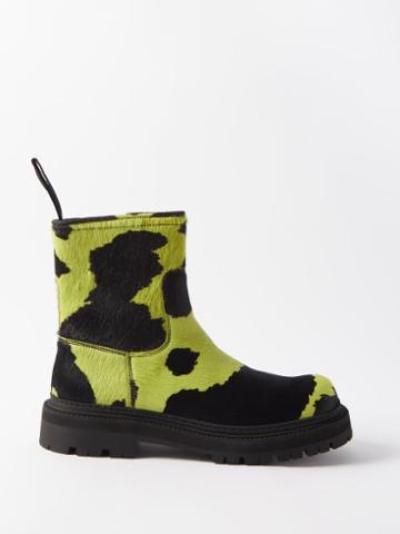 Camperlab - Eki Chunky Cow-print Leather Boots - Mens - Black Green