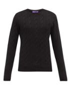 Mens Rtw Ralph Lauren Purple Label - Cable-knit Cashmere Sweater - Mens - Black