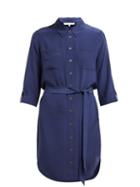 Matchesfashion.com Heidi Klein - Point Collar Silk Shirtdress - Womens - Navy