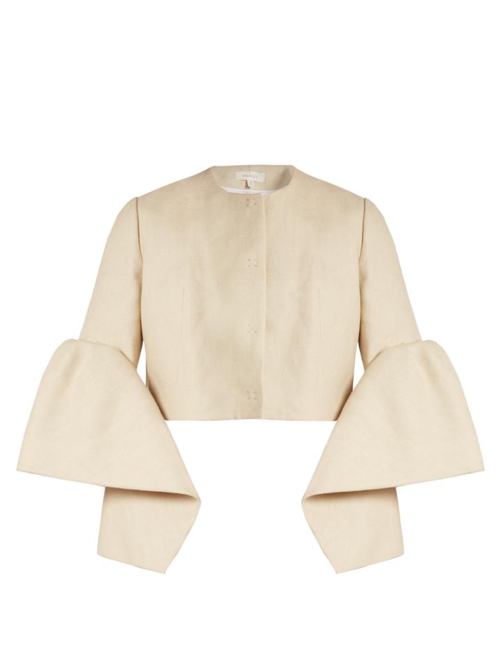 Delpozo Bell-sleeved Linen Cropped Jacket