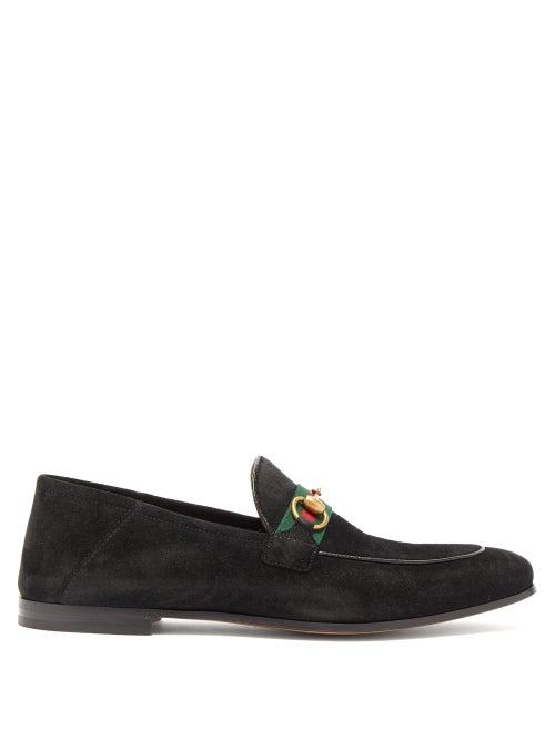 Matchesfashion.com Gucci - Brixton Horsebit Suede Loafers - Mens - Black