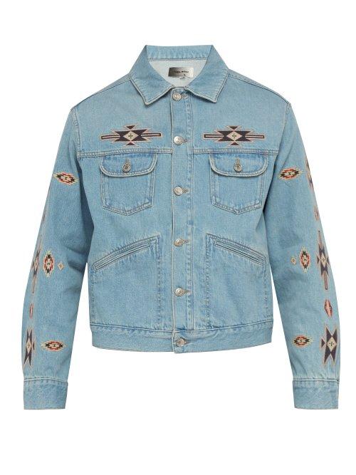 Matchesfashion.com Isabel Marant - Jango Embroidered Denim Jacket - Mens - Blue