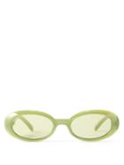 Le Specs - Work It Oval Acetate Sunglasses - Womens - Green