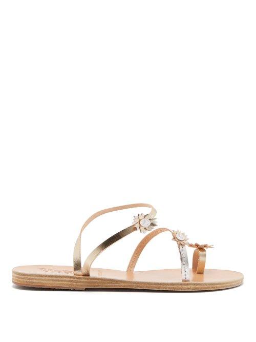 Matchesfashion.com Ancient Greek Sandals - X Fabrizio Viti Sheila Leather Sandals - Womens - Silver Gold