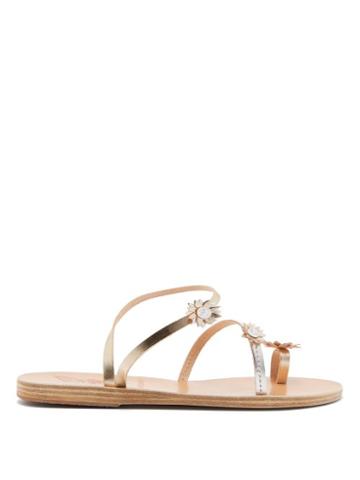 Matchesfashion.com Ancient Greek Sandals - X Fabrizio Viti Sheila Leather Sandals - Womens - Silver Gold
