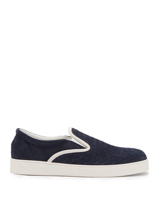 Matchesfashion.com Bottega Veneta - Intrecciato Suede Espadrilles - Mens - Navy
