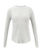 Skin - Reda High-neck Cotton Ribbed-jersey Pyjama Top - Womens - Grey