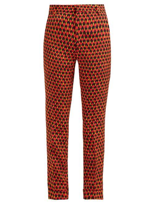 Matchesfashion.com La Doublej - Geometric Print Cropped Capri Trousers - Womens - Red Print