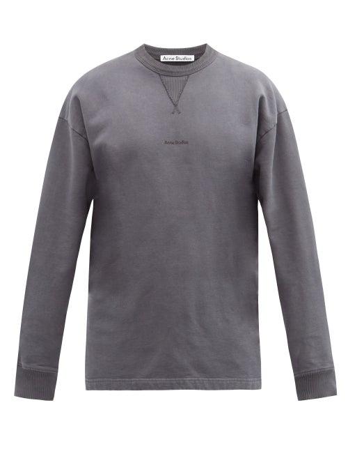 Matchesfashion.com Acne Studios - Fin Logo-print Cotton-jersey Sweatshirt - Mens - Grey