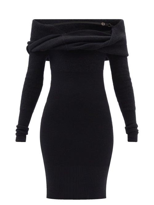 Jacquemus - Ascua Off-the-shoulder Ribbed-knit Dress - Womens - Black