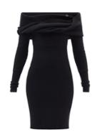 Jacquemus - Ascua Off-the-shoulder Ribbed-knit Dress - Womens - Black
