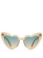 Matchesfashion.com Saint Laurent - Loulou Heart-shaped Acetate Sunglasses - Womens - Yellow Multi