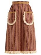 Batsheva Frill-trimmed Floral-print Cotton Skirt