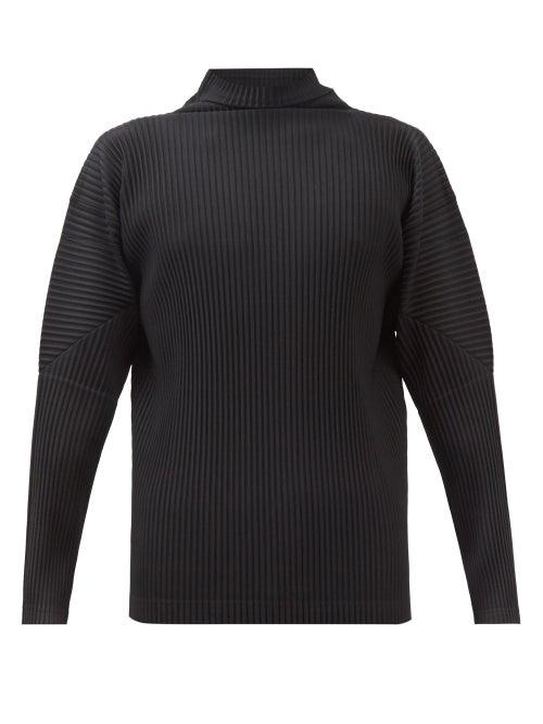 Homme Pliss Issey Miyake - Roll-neck Pleated-jersey Long-sleeved Top - Mens - Black