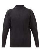 Homme Pliss Issey Miyake - Roll-neck Pleated-jersey Long-sleeved Top - Mens - Black