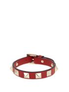 Matchesfashion.com Valentino - Rockstud Leather Bracelet - Womens - Red