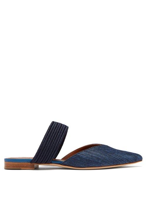 Matchesfashion.com Malone Souliers - Maisie Braid Strap Twill Loafers - Womens - Navy