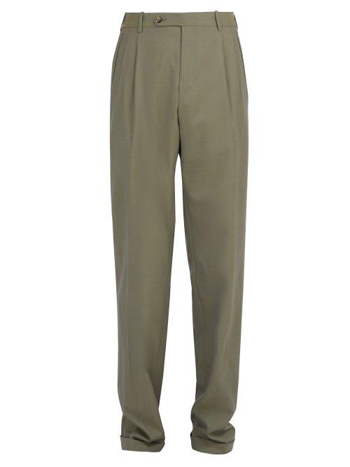 Matchesfashion.com Gucci - Straight Leg Wool Twill Trousers - Mens - Grey