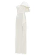 Matchesfashion.com Roland Mouret - Belhaven Bow-shoulder Silk-cloqu Gown - Womens - White