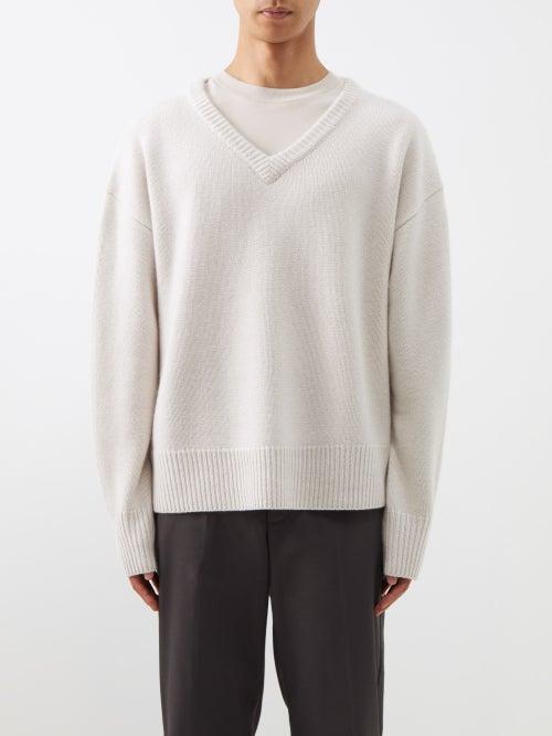 Arch4 - Mr Battersea V-neck Cashmere Sweater - Mens - Cream