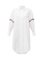 Matchesfashion.com Thom Browne - Armband Oversized Cotton Oxford Shirt Dress - Womens - White Multi