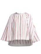 Matchesfashion.com Calvin Klein 205w39nyc - Fluted Sleeve Striped Cotton Blouse - Womens - White Multi