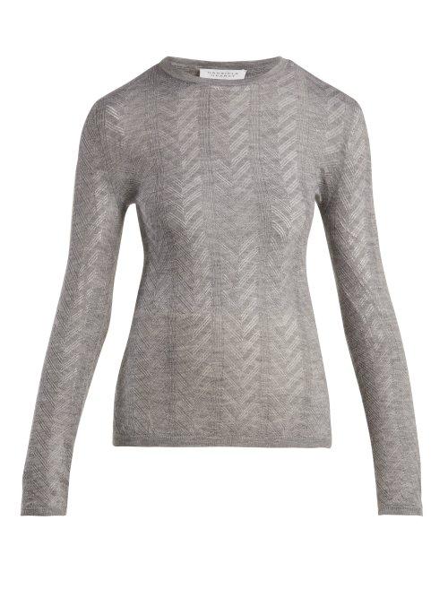 Matchesfashion.com Gabriela Hearst - Julia Cashmere And Silk Blend Pointelle Knit Top - Womens - Grey