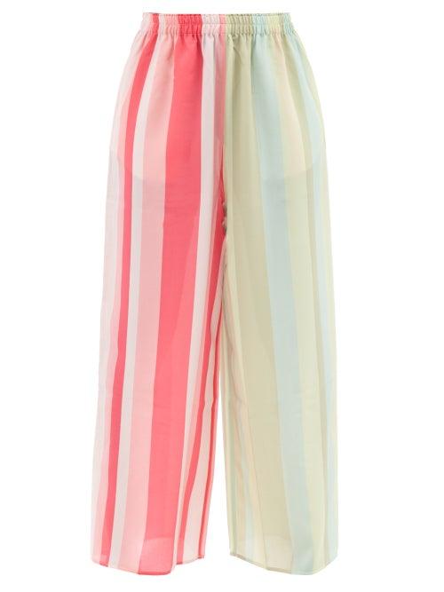 Louisa Parris - Lisbon Printed Silk Wide-leg Trousers - Womens - Multi Stripe